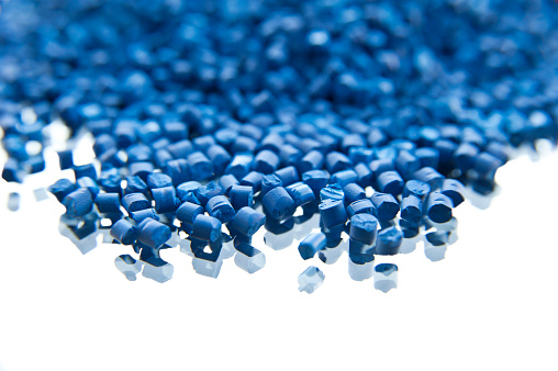 blue plastic polymer granules